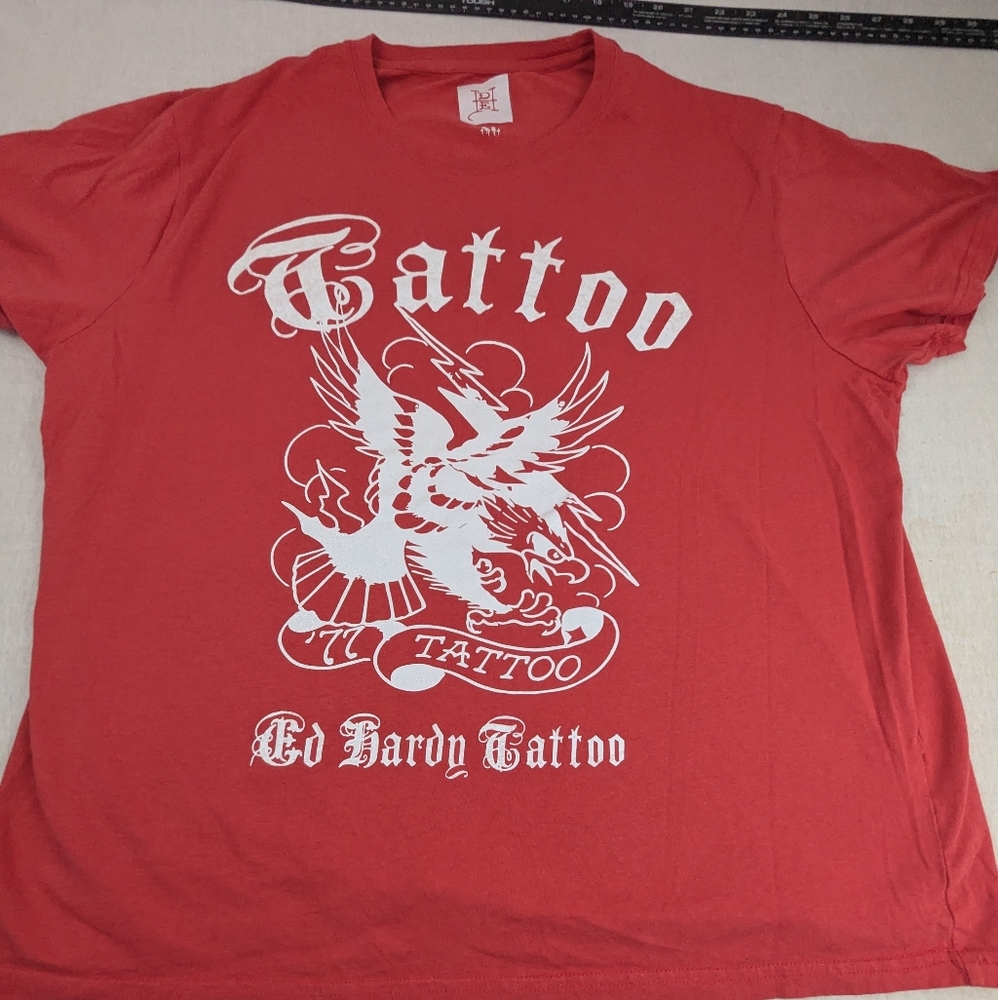 Ed Hardy Tattoo Red Tshirt Size XL Front & Back Graphics